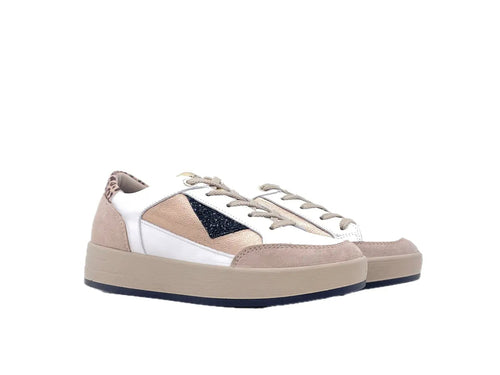 IGI & CO Sneaker donna in pelle bianco e beige