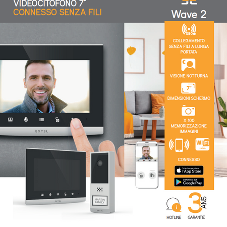 Avidsen Wave 2 videocitofono senza fili wireless con schermo da 7" portata 350 metri