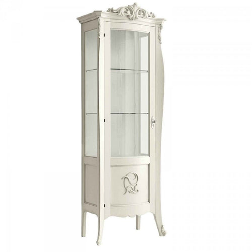 MOBILI 2G - VETRINA IN LEGNO CLASSICA SHABBY 1 PORTA SX BIANCO 78X49X212