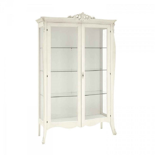 MOBILI 2G - VETRINA IN LEGNO CLASSICA SHABBY 2 PORTE BIANCO 130X50X212