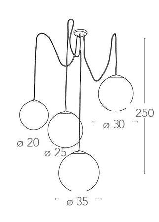 Lampada a 4 sospensioni 60W 4xE27 bianca TOWN