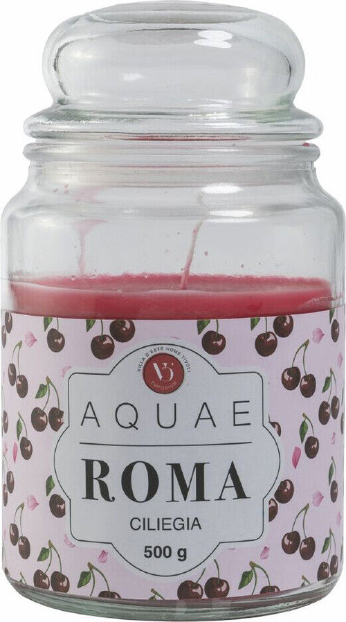 Candela in cera giara in vetro Ciliegia 500gr Aquae Roma