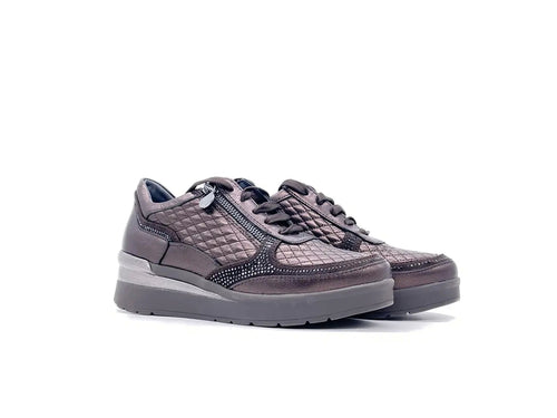 Stonefly Sneakers donna CREAM 47 marrone laminato con zip 219953 410