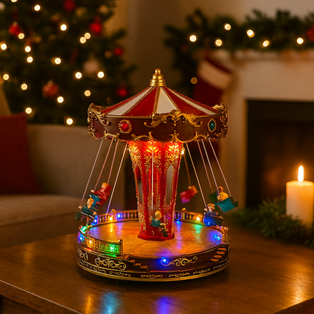 Carosello animato con luci led e movimento per decorazioni natalizie