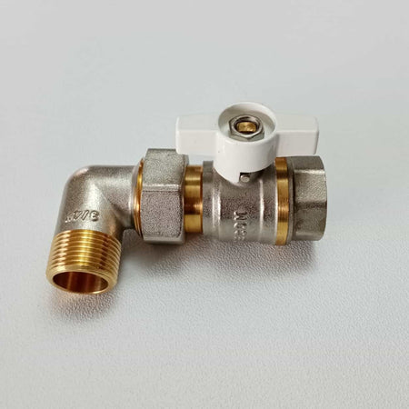 Valvola sfera saracinesca da 3/4" ad angolo MF leva corta con bocchettone orientabile