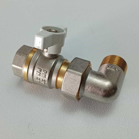 Valvola sfera saracinesca da 3/4" ad angolo MF leva corta con bocchettone orientabile