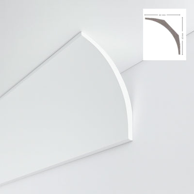 *STOCK FOLLI* Profilo a soffitto in Polimeri Bianco RAL 9016 verniciabile 63X63mm (Prezzo al metro)
