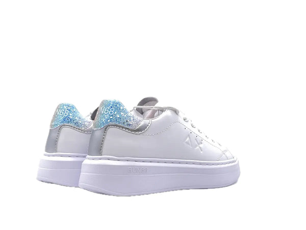 SUN68 Sneakers Donna Grace Bianco Argento