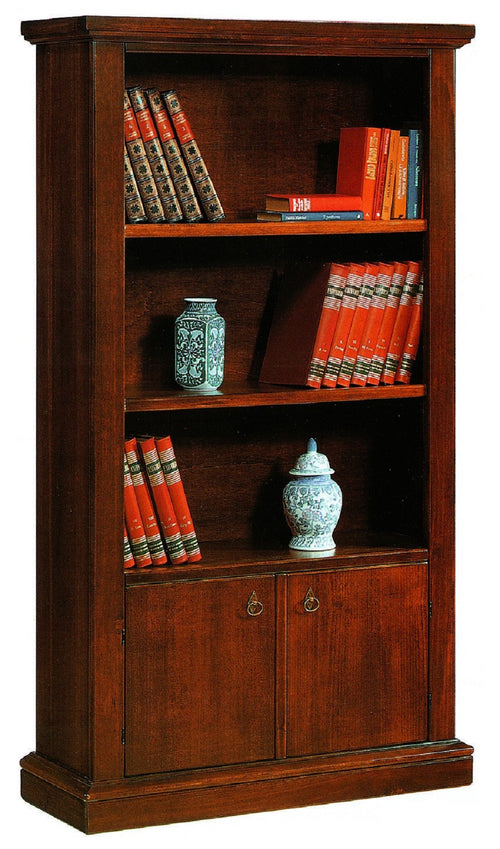 MOBILI 2G - LIBRERIA 2 PORTE ARTE POVERA IN LEGNO TINTA NOCE 105x40x185