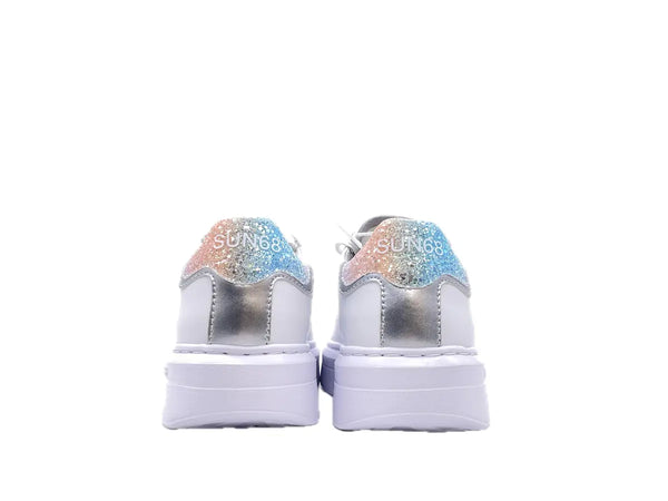 SUN68 Sneakers Donna Grace Bianco Argento