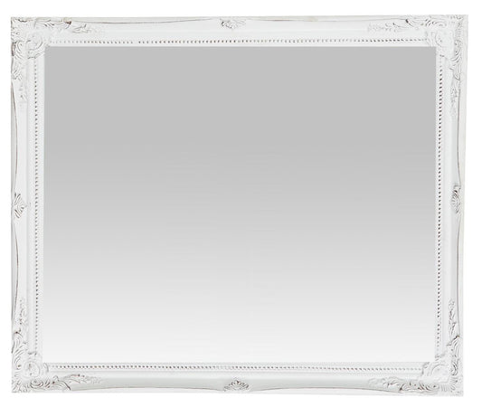 Biscottini Specchio Specchiera da parete e appendere verticale/orizzontale L47xPR4xH57 cm finitura bianco anticato.
