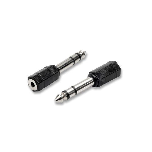 Adattatore stereo per il collegamento tra cuffia stereo con jack 3,5mm a un amplificatore/riproduttore con presa jack 6,3mm.