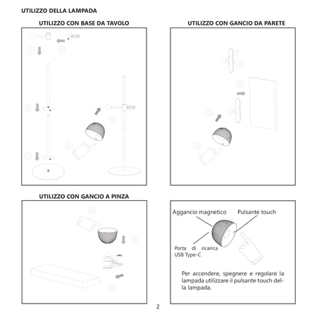Alca Power Clio lampada da tavolo ricaricabile da 2,5W 180lm 3 in 1 portatile