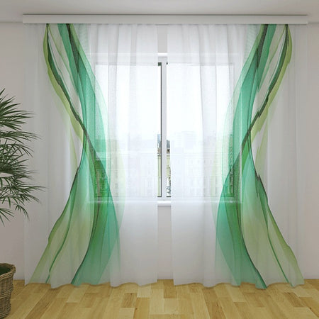 Tende su misura con stampa Onde verdi astratte diverse misure