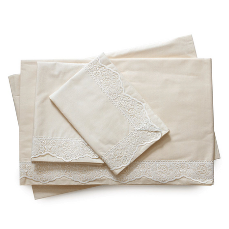 Lenzuola matrimoniali Laura Biagiotti Rubino con pizzo