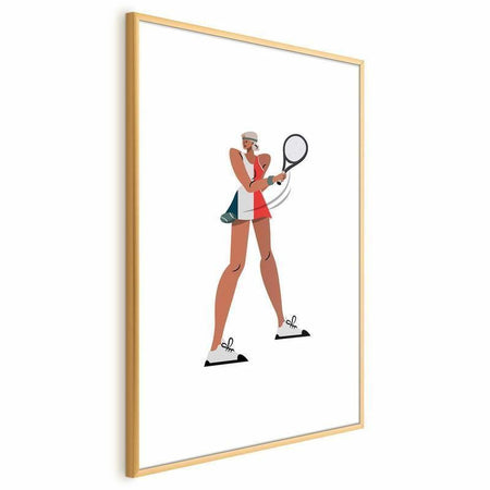 Poster - Tennis Player with a Racket on a White Background - Illustration