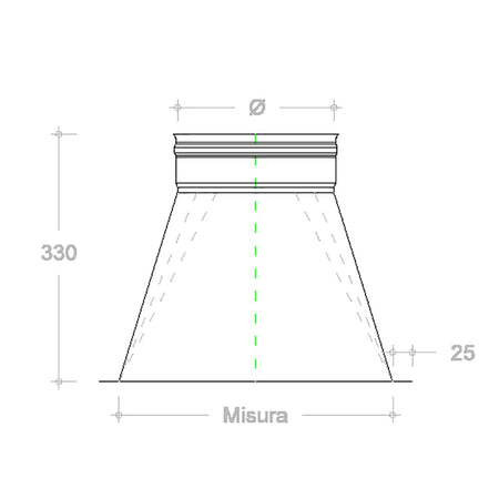 Tramoggia inox 6 decimi AISI 304 con aletta base 35x35cm a innesto F