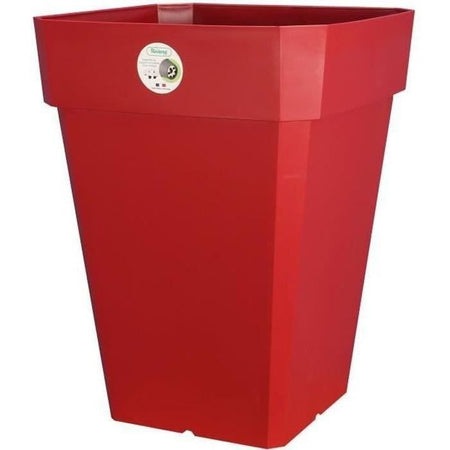 Vaso da fiori quadrato in plastica RIVIERA Solilla - 49 x 49 x H 50 cm - 65 L - Rosso