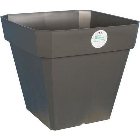 Vaso da fiori quadrato in plastica RIVIERA Solilla - 49 x 49 x H 45 cm - 65 L - grigio glitterato