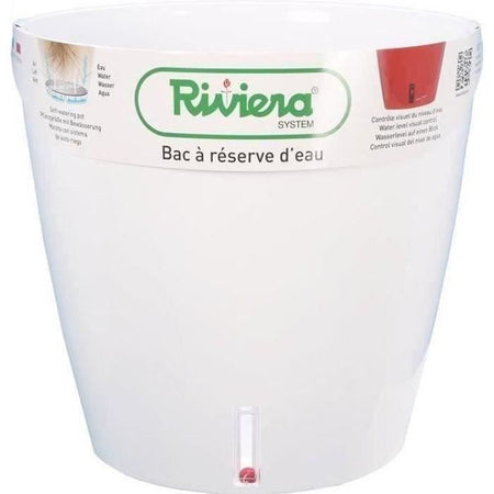 RIVIERA Eva Nuovo vaso tondo in plastica -  31 cm - 14,5 L - Bianco
