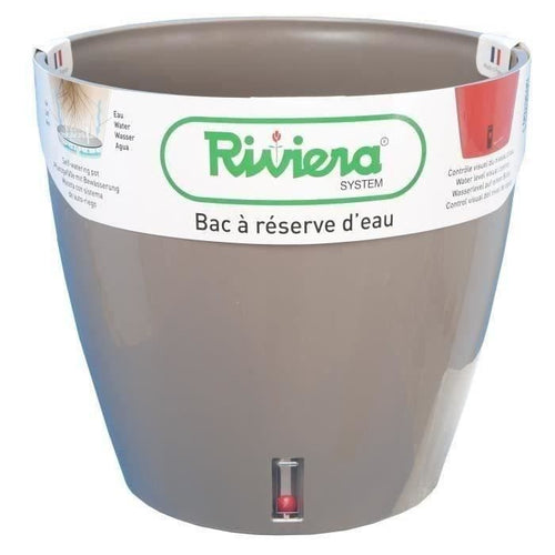 RIVIERA Eva Nuovo vaso tondo in plastica -  46 cm - 49 L - Taupe