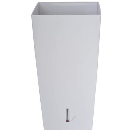 RIVIERA Eva Nuovo vaso di fiori quadrato in plastica - 28 x 28 x H 52 cm - 31 L - Bianco