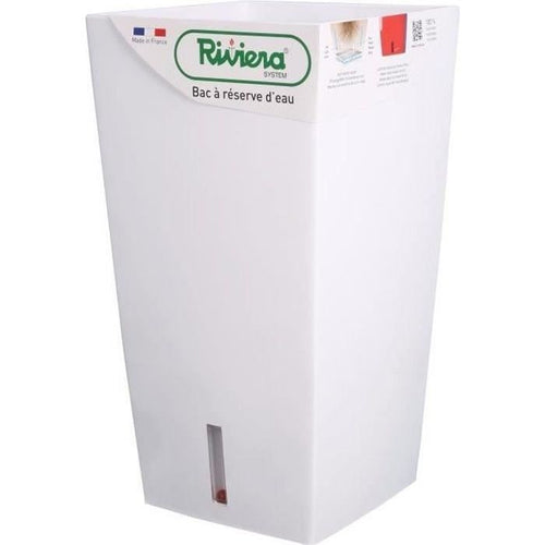 RIVIERA Eva Nuovo vaso di fiori quadrato in plastica - 28 x 28 x H 52 cm - 31 L - Bianco