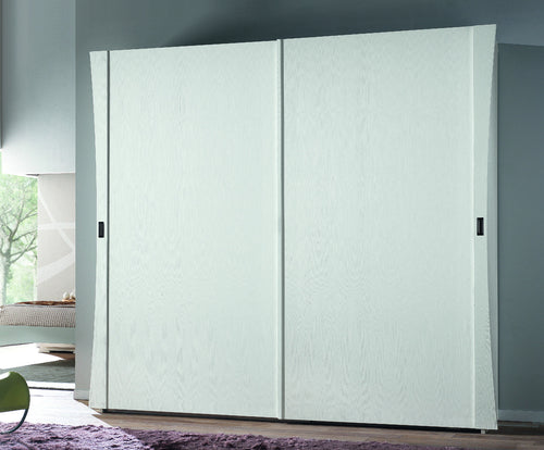 MOBILI 2G - ARMADIO 2 PORTE SCORREVOLI MODERNO IN LEGNO FRASSINO BIANCO 287x67x258