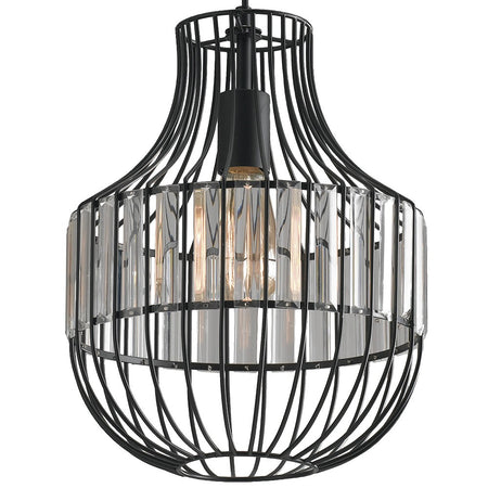 Lampadario a Sospensione Metallo Nero Vetro Rustico Vintage E27