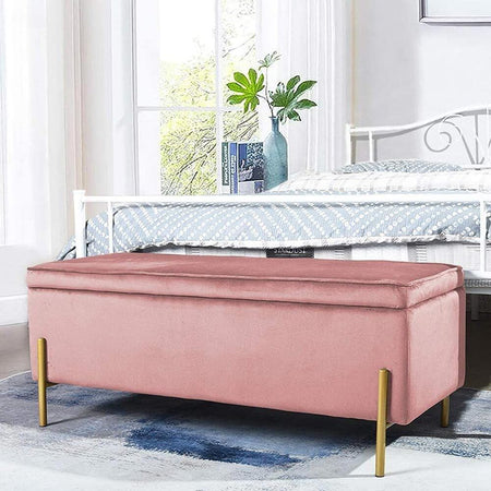 Pouf Contenitore Rettangolare Rosso - Sgabello Con Seduta Imbottita Per Riporre - Foto 2