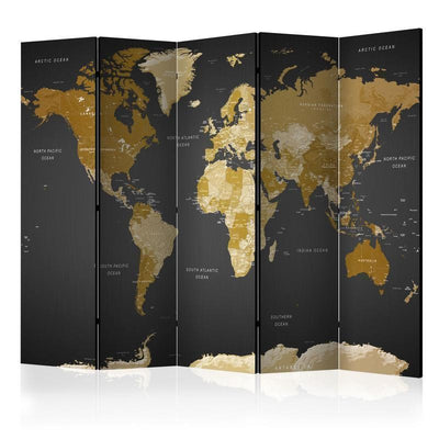 Paravento Room divider World map on dark background