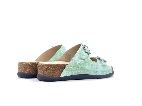 SABATINI Ciabatta donna due fasce pelle Papiro Tiffany