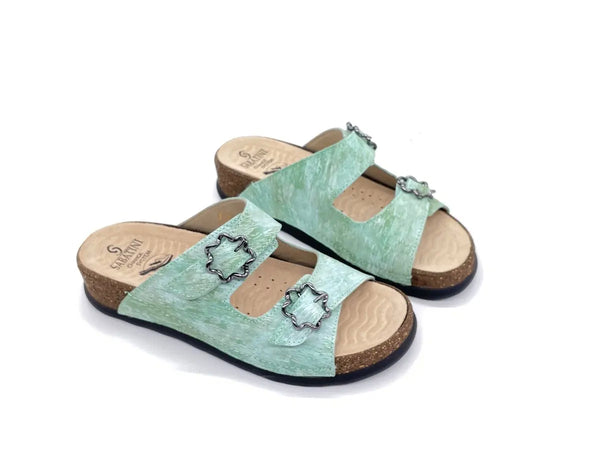 SABATINI Ciabatta donna due fasce pelle Papiro Tiffany