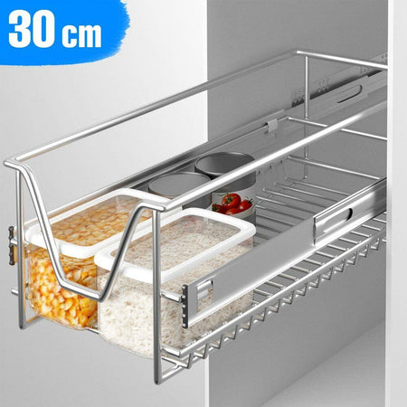 Set 2 Cassetti Cassetto Telescopico Cucina 30cm Cestello Estraibile Salvaspazio