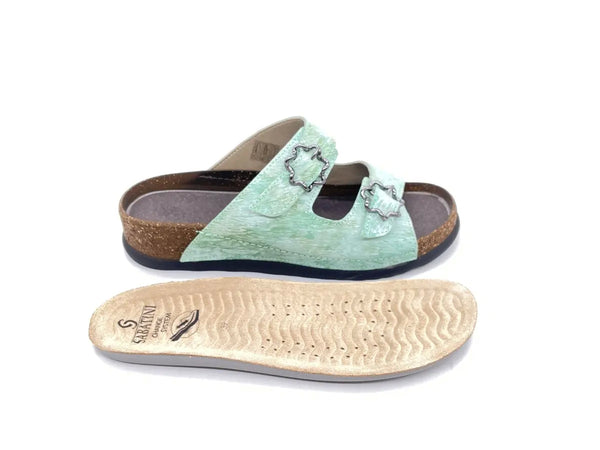 SABATINI Ciabatta donna due fasce pelle Papiro Tiffany