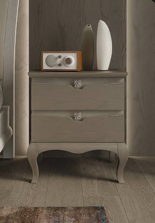 MOBILI 2G - COMODINO 2 CASSETTI MODERNO IN LEGNO FRASSINO GRIGIO 54x39x60