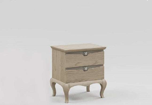 MOBILI 2G - COMODINO 2 CASSETTI MODERNO IN LEGNO FRASSINO GRIGIO 54x39x60