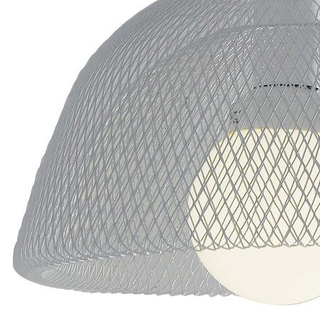 Lampadario Sospensione Moderna Rete in Metallo Bianco Interni E27