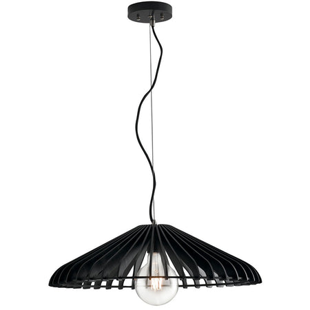 Sospensione Legno Nero paralume Minimal Lampadario Rustico E27
