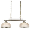 Lampadario Rustico-Country Bistrot Ii Acciaio Ottone Vetro 2 Luci E27