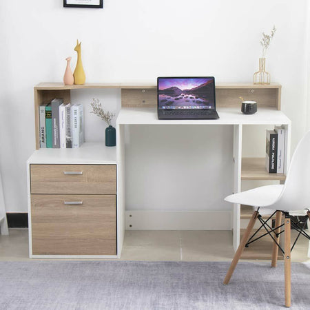 Scrivania con Cassettiera Libreria e Porta Scanner Tavolo Computer Casa Ufficio