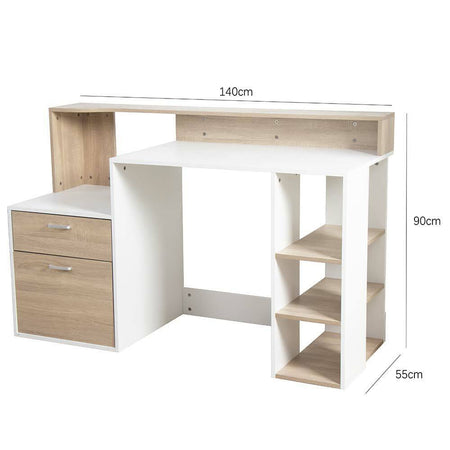 Scrivania con Cassettiera Libreria e Porta Scanner Tavolo Computer Casa Ufficio