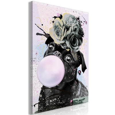 Quadro Pug With Bubble Gum (1 Part) Vertical