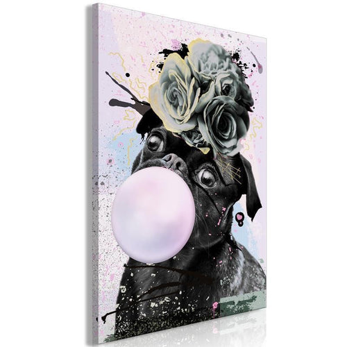 Quadro Pug With Bubble Gum (1 Part) Vertical