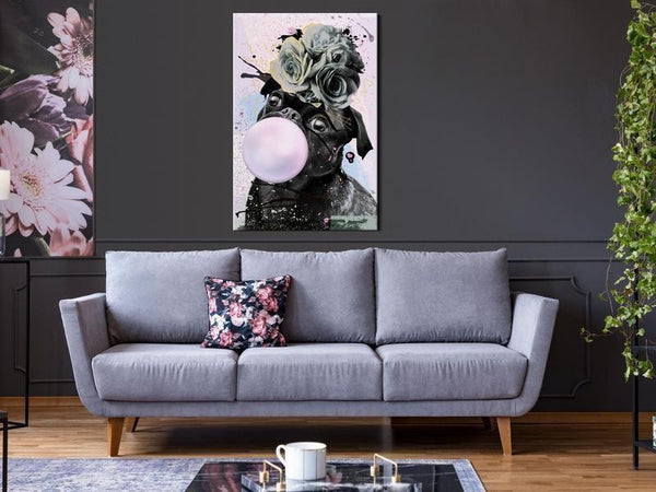 Quadro Pug With Bubble Gum (1 Part) Vertical