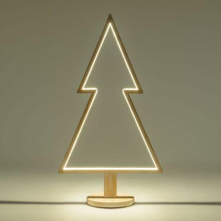 Abete triangolare luminoso con led multicolor e base in legno decorazione natalizia