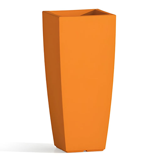 Vaso Cromia Square quadrato e alto tinta unita in resina Made in Italy