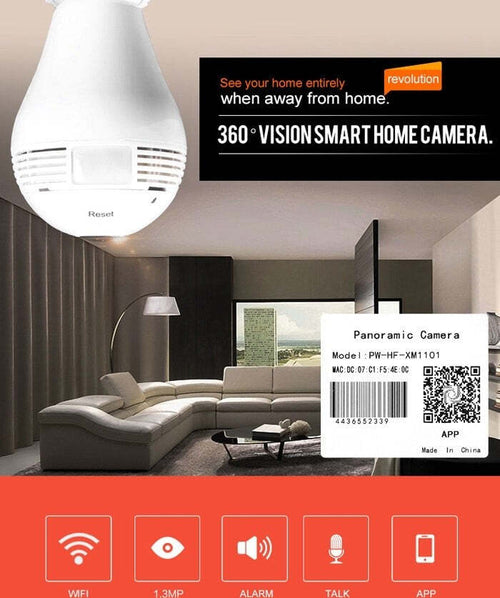 360° PANORAMICA MINI WIFI IP TELECAMERA LAMPADINA NASCOSTA CAMERA 960P LAMPADA  Trade Shop italia - Napoli, Commerciovirtuoso.it