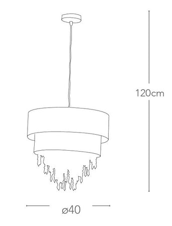 Lampadario Sospensione Classico Tessuto Bianco Pendenti Acrilico E27