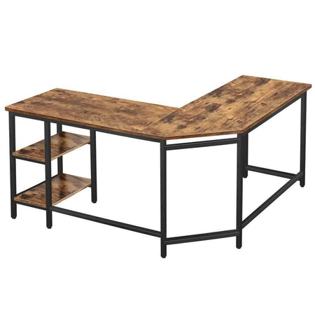 Scrivania Angolare Libreria Tavolo Porta PC Computer Metallo Legno Industriale